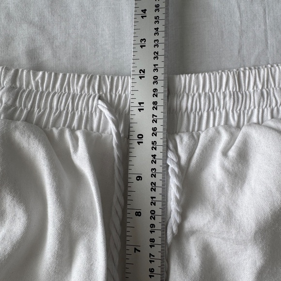 Simply Blessed Women's M Rayon/Linen Pull-On High-Rise Beach Pants White Ankle - Picture 12 of 15